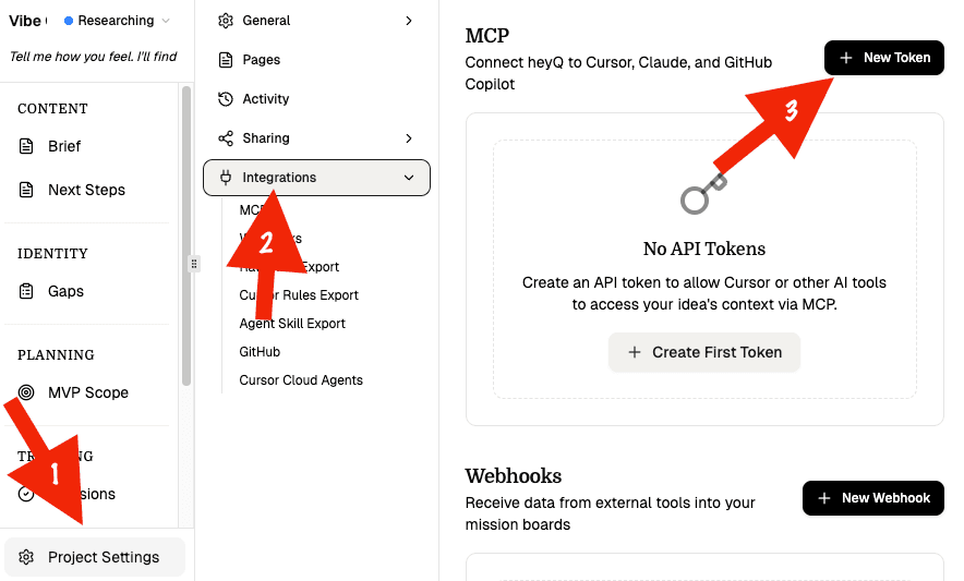 Locate the New MCP Token button